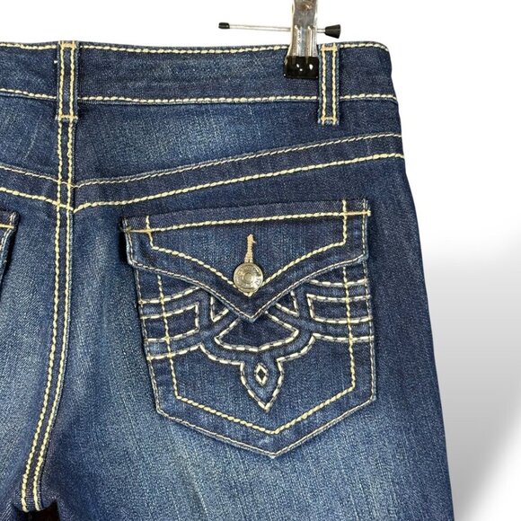 Nine West VTG America Bermuda Womens Sz 2/25 Denim Cuffed Flap Stretch Shorts - Picture 4 of 9